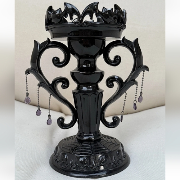 Bath & Body Works 2020 Halloween Black Bat Candelabra 3 Wick Candle Holder - Picture 1 of 6